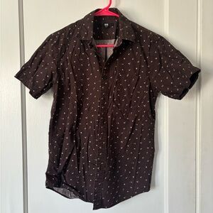 Microfloral Brown Uniqlo Button Up
